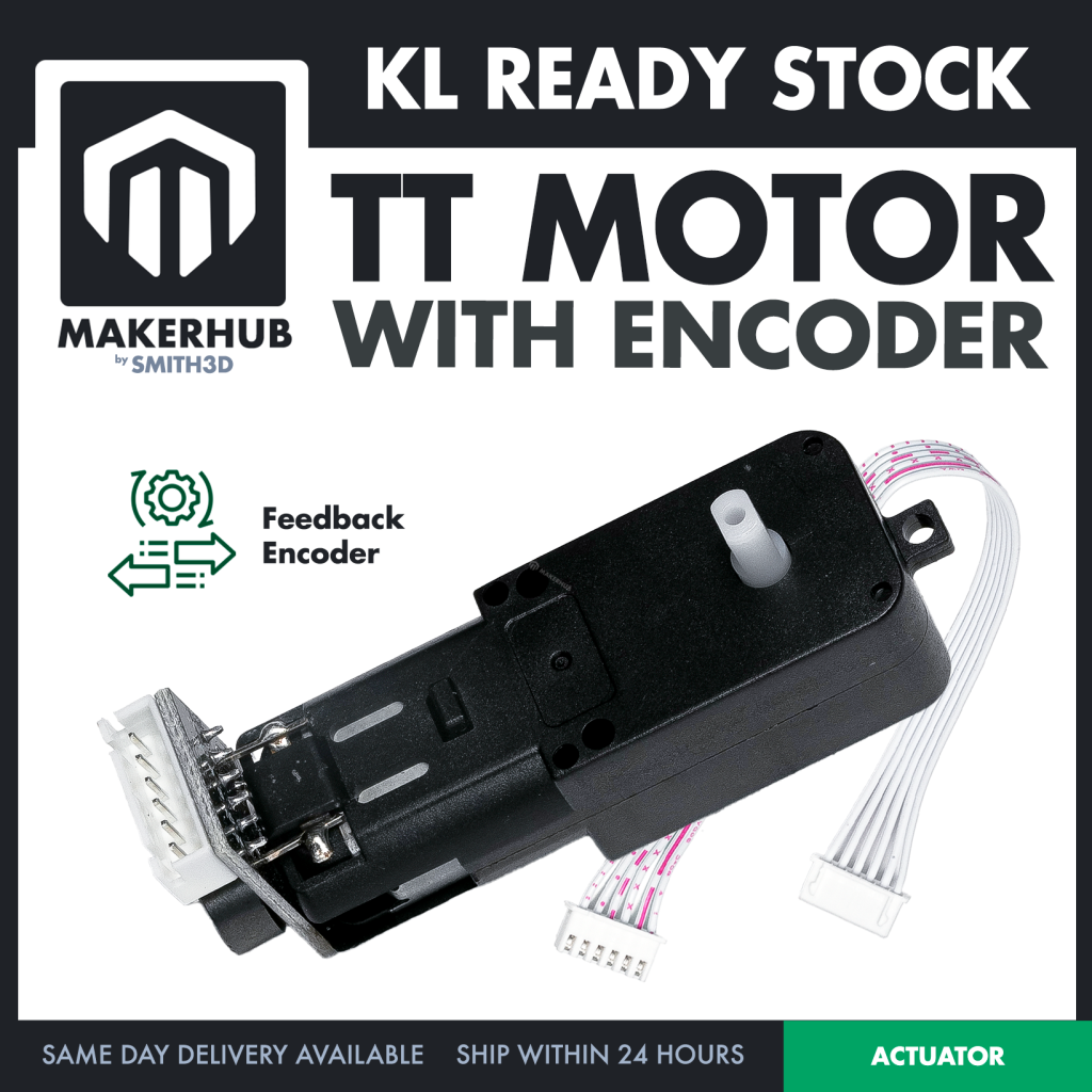 TT DC Geared Motor with Encoder Speed Sensor 3-6V DIY Robot Smart Car Arduino Compatible Motor - MakerHub Malaysia: Robotic and Electronic Supplies