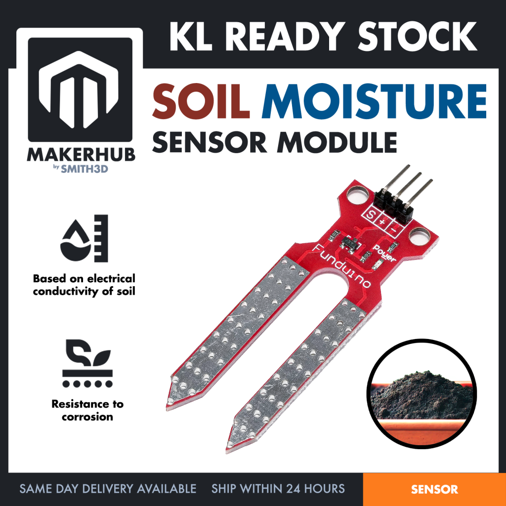 Soil Moisture Sensor Module Detection Water Level Capacitive Corrosion Resistant for Arduino DIY - MakerHub Malaysia: Robotic and Electronic Supplies