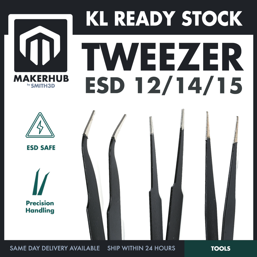 Anti-Static Precision Tweezer for Electronics PCB Repair Soldering Component ESD12 ESD14 ESD15 - MakerHub Malaysia: Robotic and Electronic Supplies
