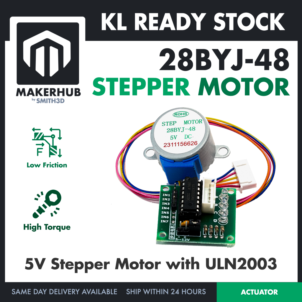28BYJ-48 Stepper Motor + ULN2003 Motor Driver 5V DC Motor For Arduino Robotic - MakerHub Malaysia: Robotic and Electronic Supplies