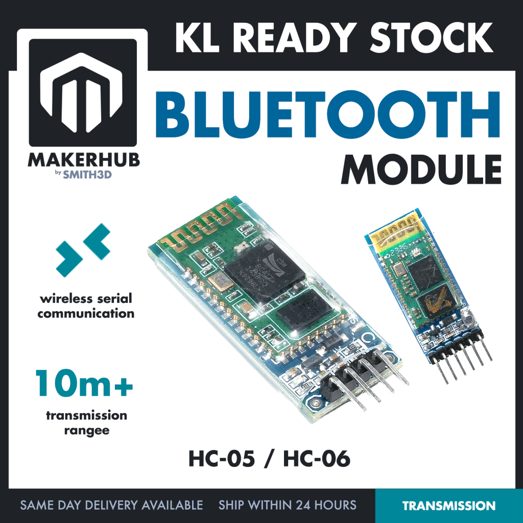 Wireless Bluetooth Module HC-05 HC-06 Master Slave Bluetooth Module HC05 HC06 - MakerHub Malaysia: Robotic and Electronic Supplies
