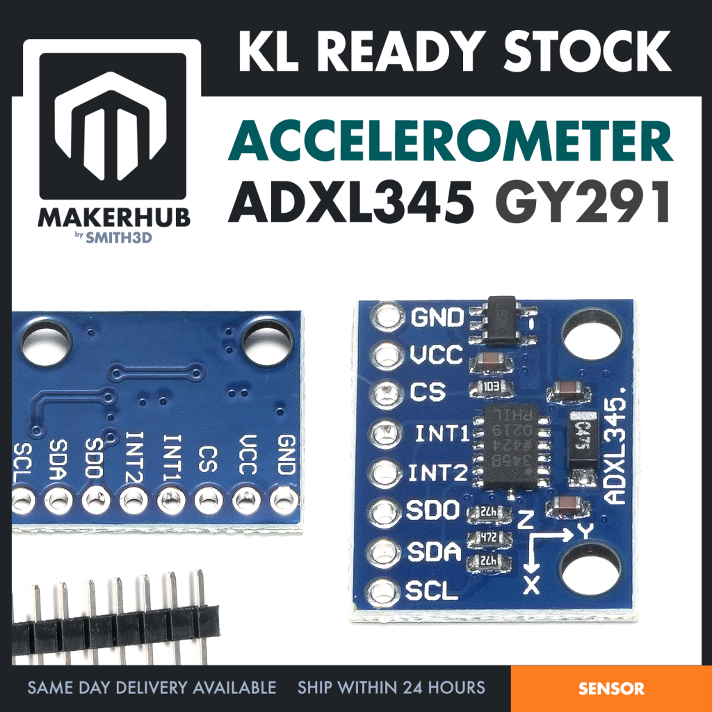 ADXL345 GY291 3-Axis Digital Acceleration Gravity Tilt Module I2C SPI Accelerometer Sensor Arduino - MakerHub Malaysia: Robotic and Electronic Supplies
