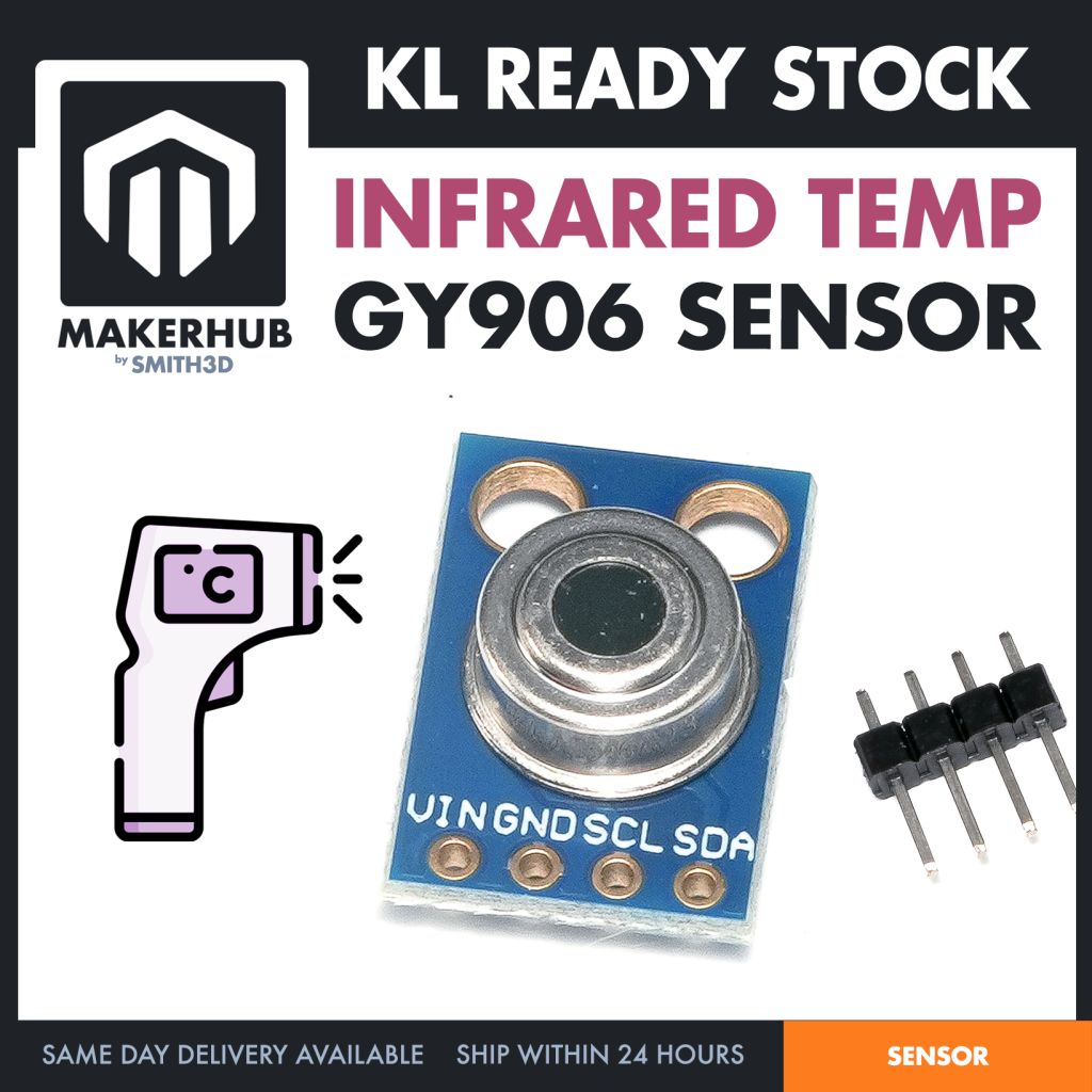 GY-906 Infrared IR Temperature Sensor Module Non-Contact MLX90614 I2C Arduino - MakerHub Malaysia: Robotic and Electronic Supplies