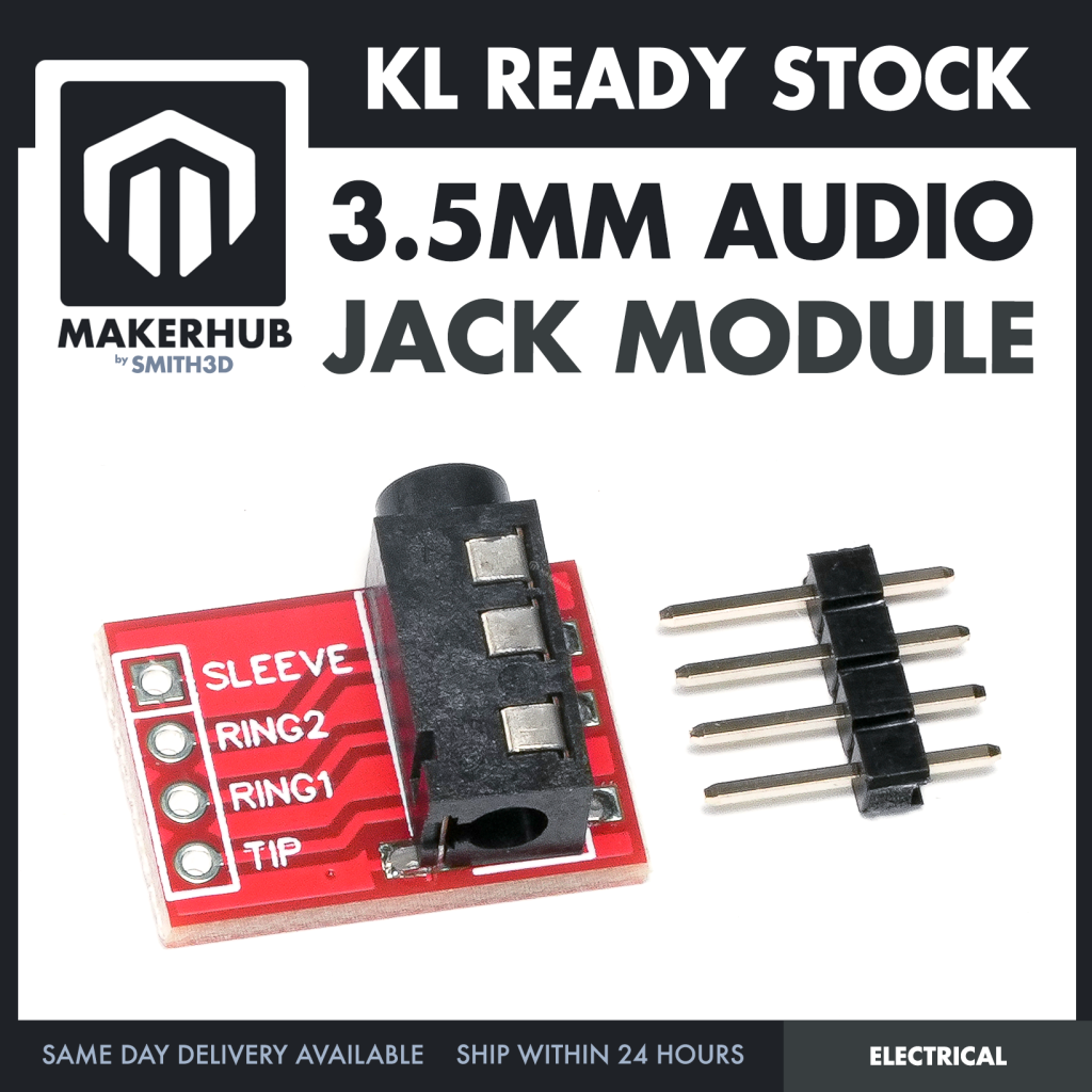 Audio Jack Module 3.5mm Female Stereo Socket Board Mount PJ-307 PCB Connector DIY Electronics Component - MakerHub Malaysia: Robotic and Electronic Supplies