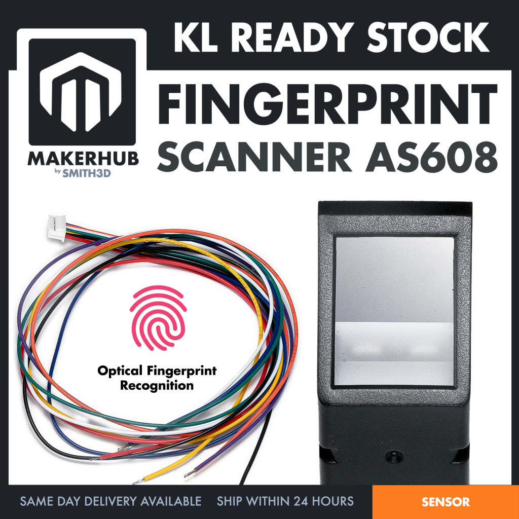 AS608 Fingerprint Scanner Module Optical Sensor Reader DIY Arduino Biometric Security Access Control Interface - MakerHub Malaysia: Robotic and Electronic Supplies