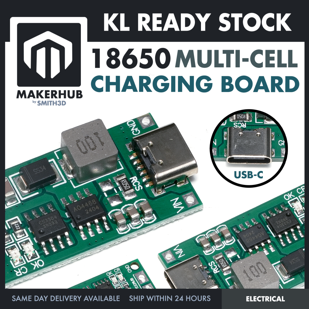 2S 3S 4S 1A 2A USB-C LI-ION CHARGER MODULE 18650 BATTERY CHARGING BOARD BUCK CN3304 - MakerHub Malaysia: Robotic and Electronic Supplies