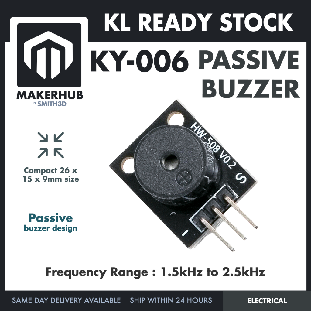 Passive Buzzer Module Buzzer Sensor Module KY-006 Speaker Module For Arduino IOT - MakerHub Malaysia: Robotic and Electronic Supplies