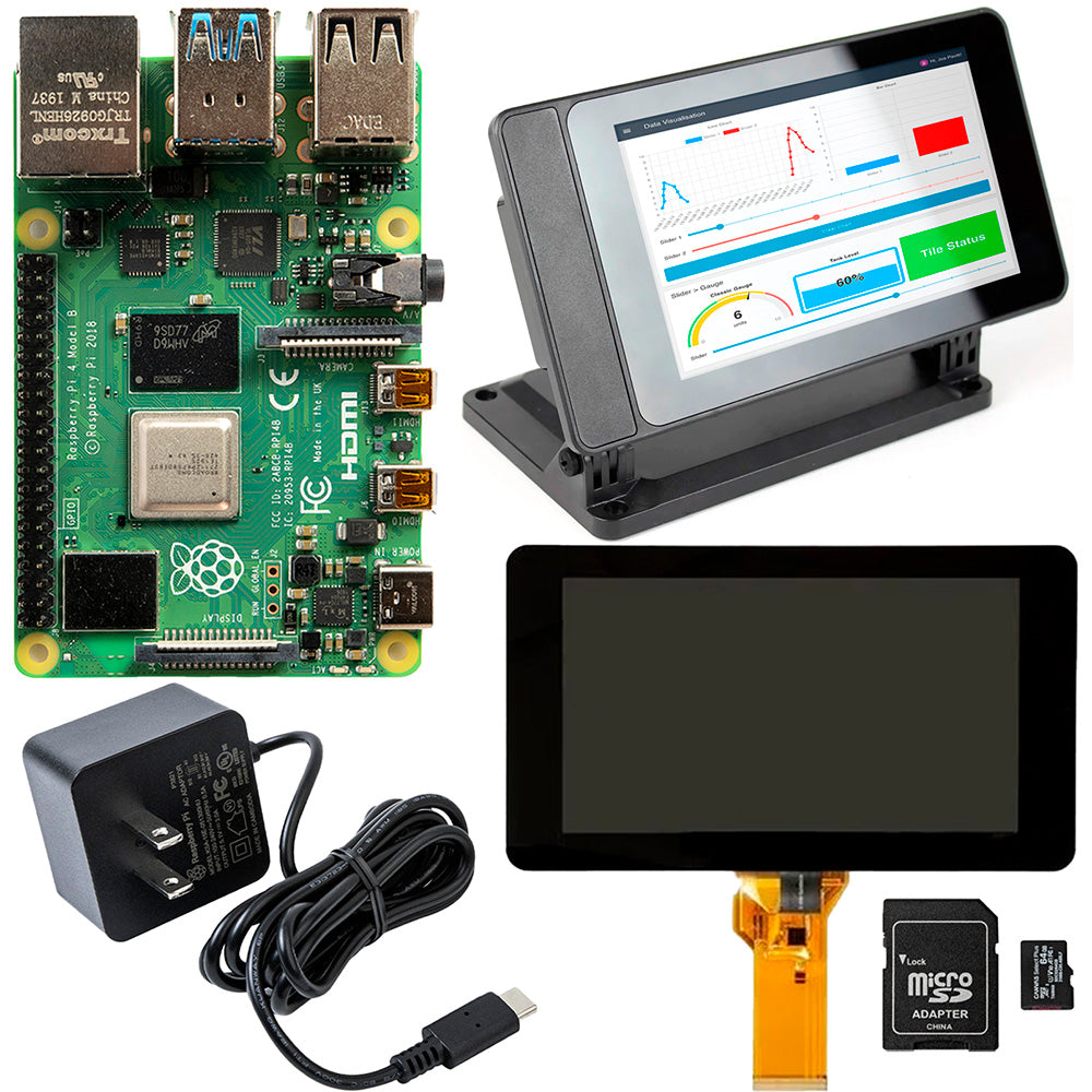 Kit HMI Raspberry Pi 4 Pantalla Táctil 7 Pulgadas SD 64GB