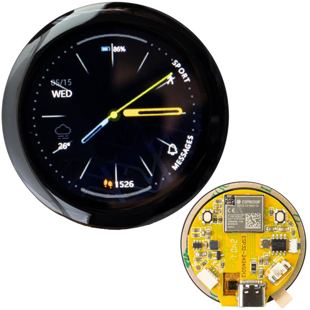 ESP32 LVGL TFT 1.28" 240x240px Ekran Dotykowy - Sklep msalamon