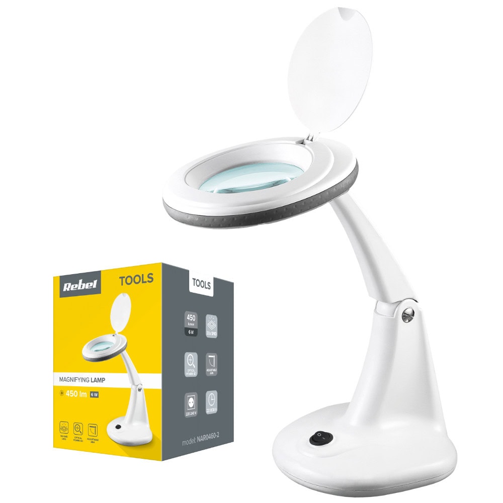 Lampa z lupą na stół 5D 6W Rebel 6500K - Sklep msalamon