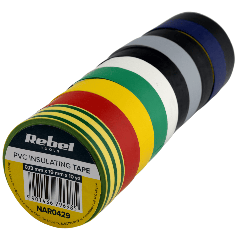 Zestaw Kolorowych taśm izolacyjnych 19mm x 9,14m | 10 sztuk - Sklep msalamon