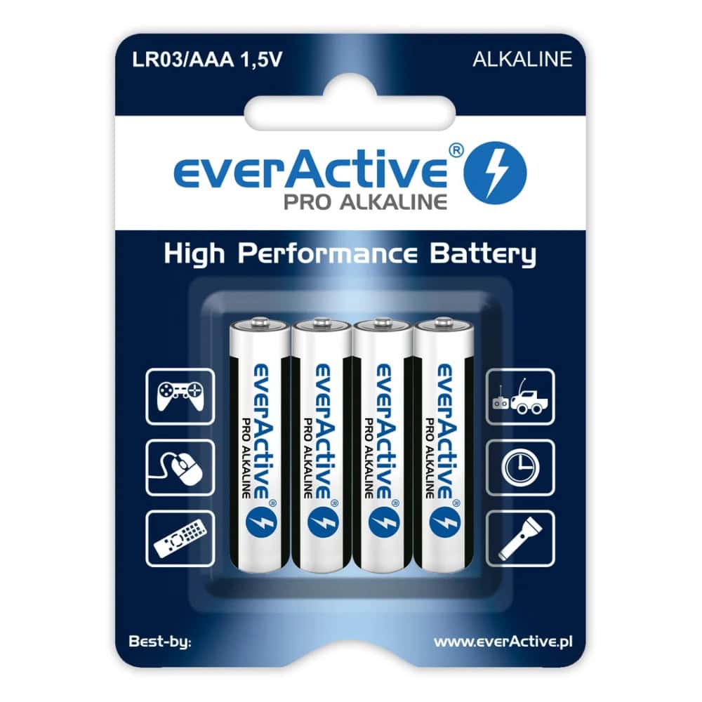baterie alkaliczne LR03 AAA everActive Pro 4 sztuki (blister) - Sklep msalamon
