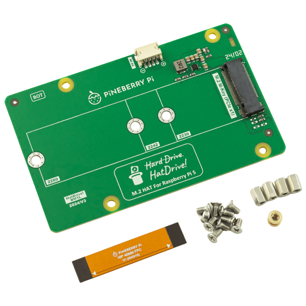 Adapter PCIe do Raspberry Pi 5 na dyski NVME 2230 2242 2280 Pineberry HatDrive! Bottom - Sklep msalamon