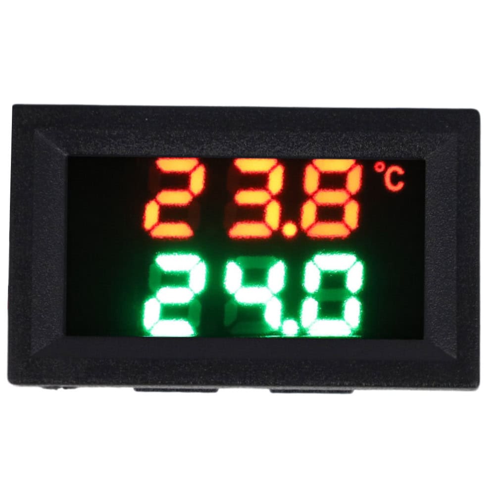 Cyfrowy woltomierz i termometr LED 4-30V DC z sondą 1m czerwono-zielony - Sklep msalamon
