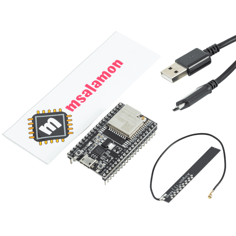 Zestaw ESP32 ESP-WROOM-32U z anteną i przewodem USB - Sklep msalamon