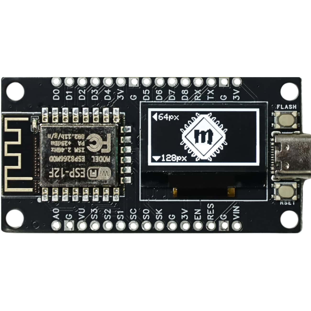 ESP8266 NodeMCU z wyświetlaczem OLED 0,96" 128x64px I2C CH340 z USB-C biały - Sklep msalamon