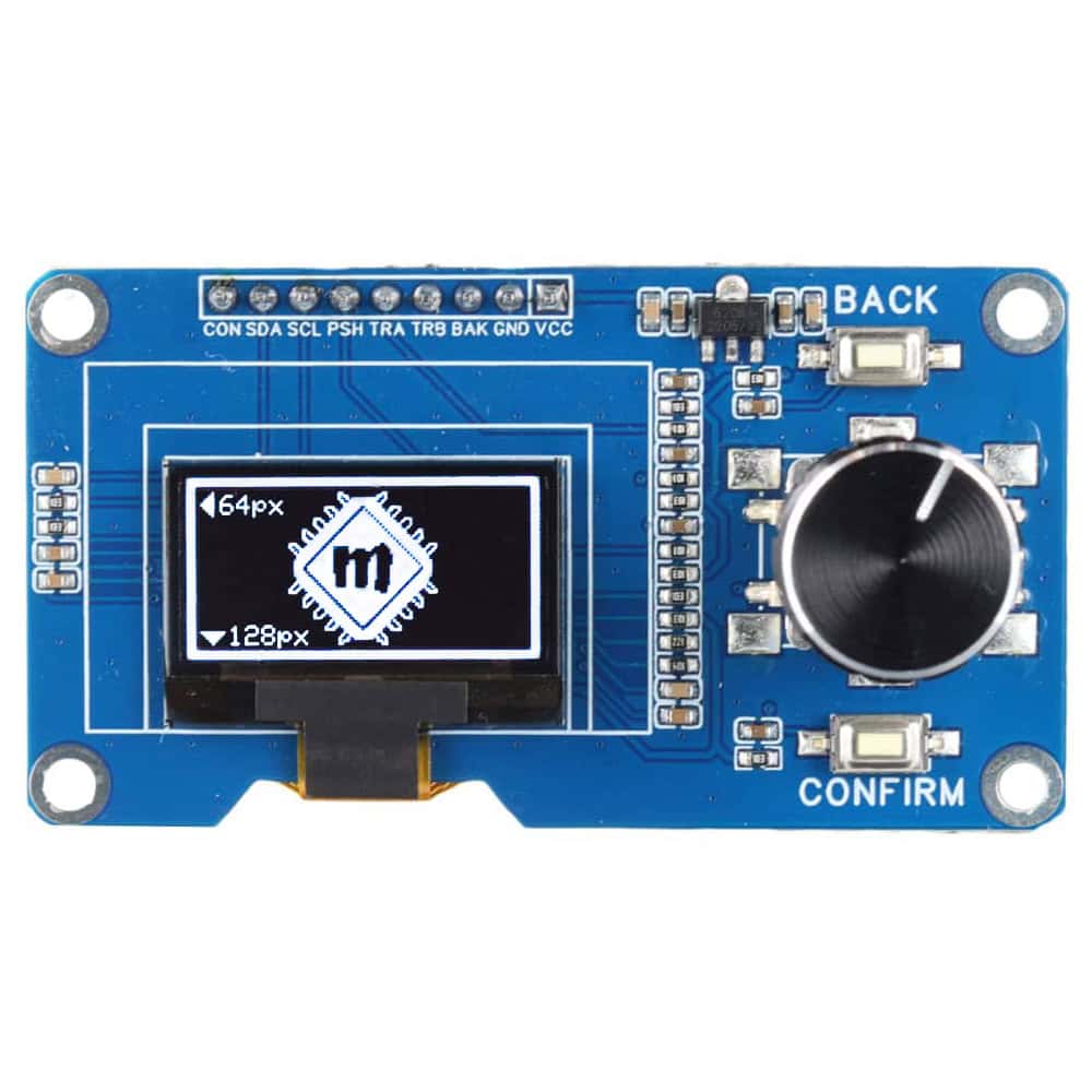 Wyświetlacz OLED 0.96" 128x64px I2C Biały z enkoderem obrotowym EC11 - Sklep msalamon