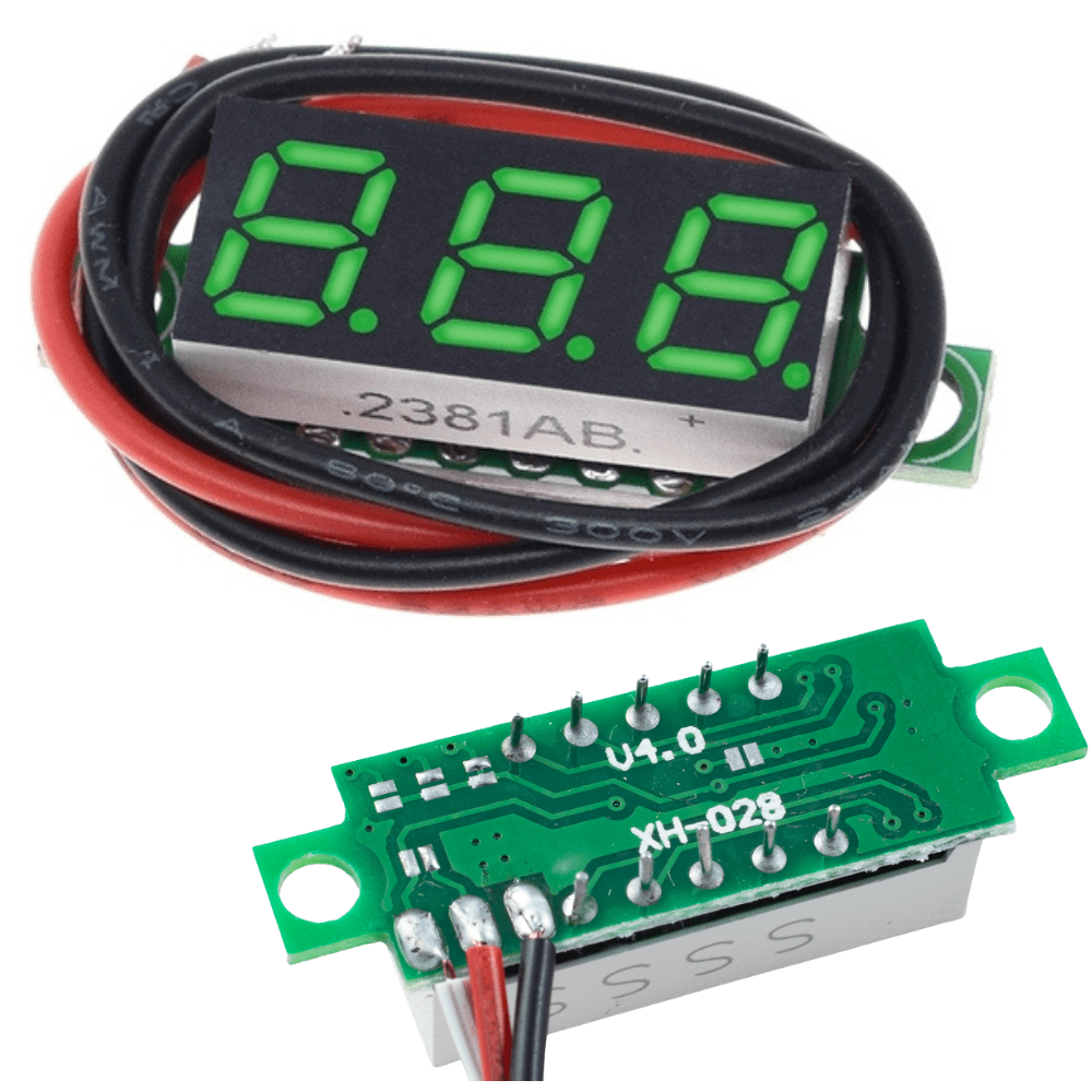 Woltomierz DC LED, miniaturowy miernik 0.28" - zielony - Sklep msalamon
