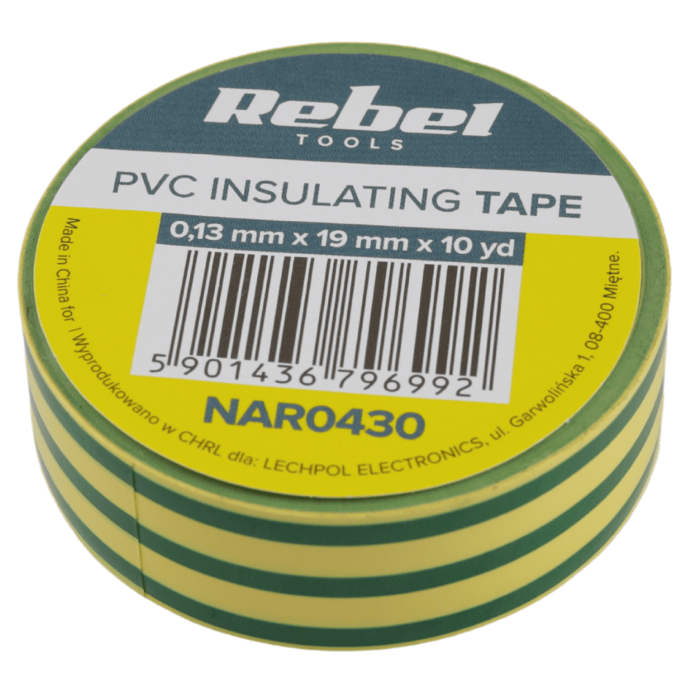 Taśma izolacyjna 19mm x 9,14m ŻÓŁTO-ZIELONA - Sklep msalamon