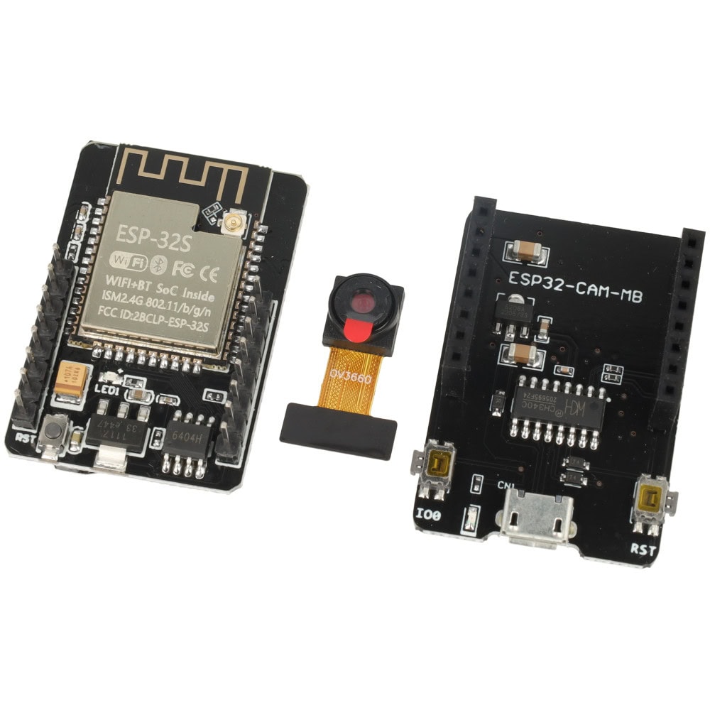 Płytka ESP32 z kamerą ESP32-CAM WiFi + BLE 4.2 + dedykowany programator - Sklep msalamon