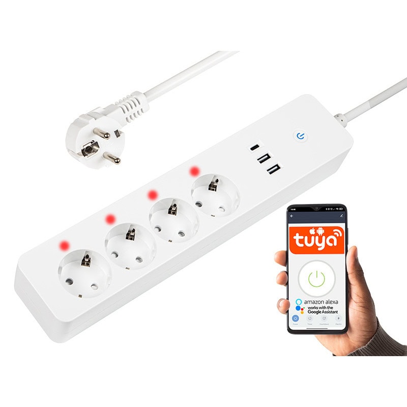 Inteligentna listwa zasilająca 1,5m 2xUSB+USB-C WiFi TUYA - Sklep msalamon