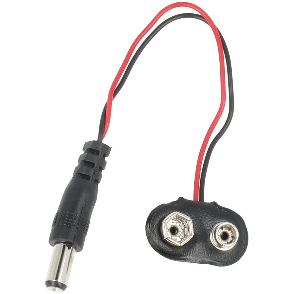 Kabel zasilający DC 9V z wtyczką 90° dla Arduino - Sklep msalamon