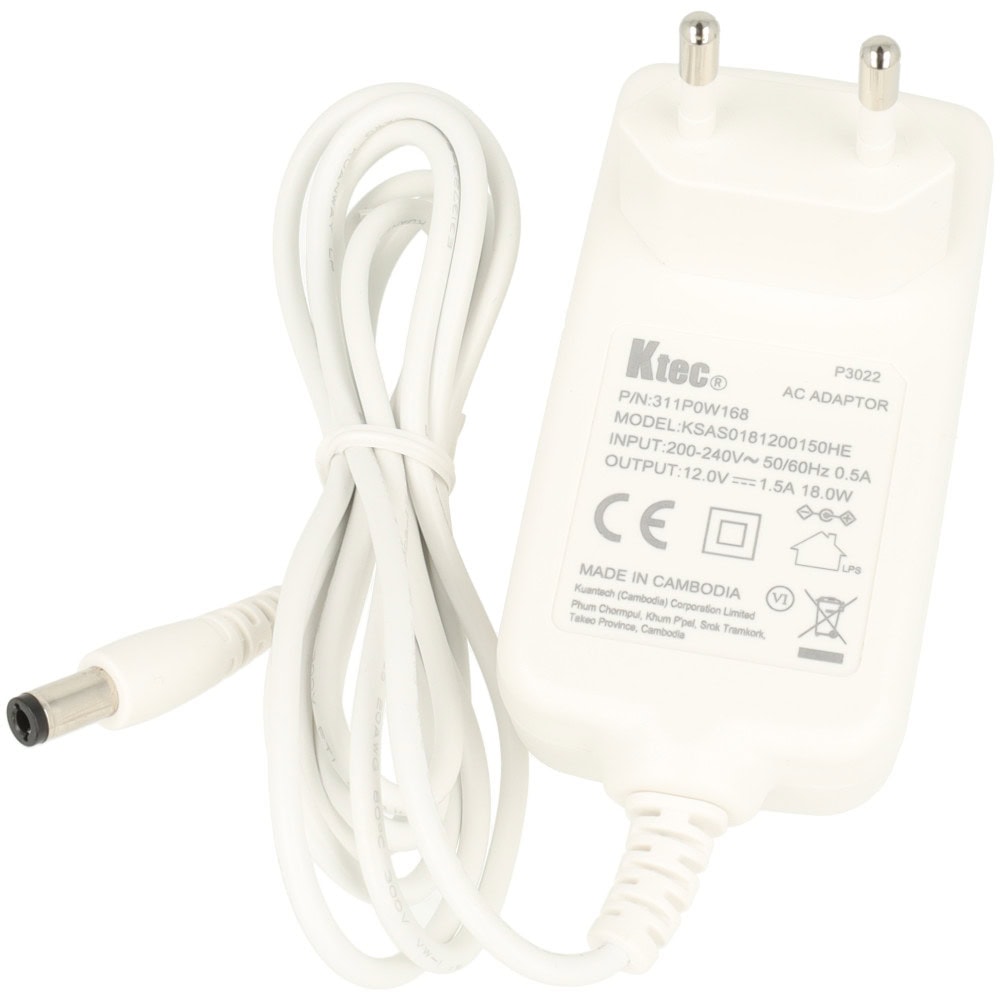 Zasilacz impulsowy 12V 1,5A 2,5/5,5 mm biały - Sklep msalamon
