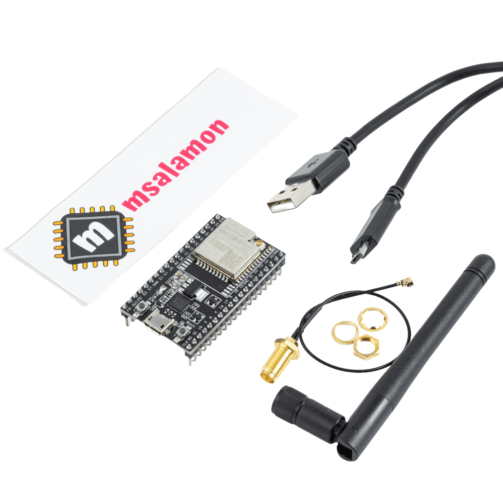 Zestaw ESP32 ESP-WROOM-32U z anteną i przewodem USB - Sklep msalamon