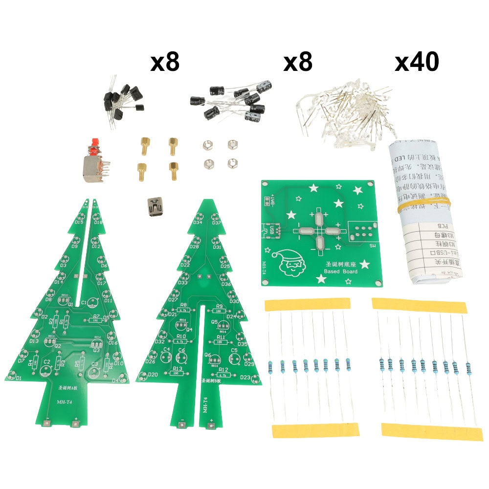 DIY Kolorowa choinka LED 3D – zestaw do nauki lutowania - Sklep msalamon