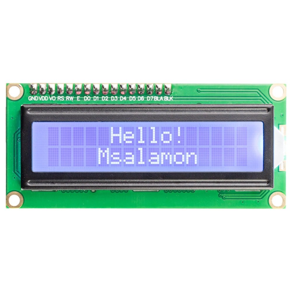 Wyświetlacz LCD 2x16 znaków niebieski z konwerterem I2C - Sklep msalamon