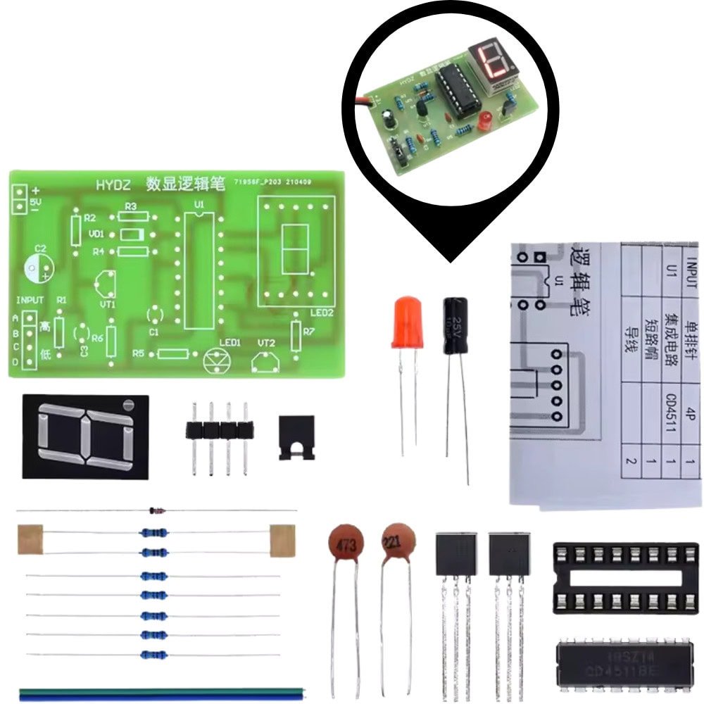 DIY elektroniczny tester stanów logicznych z wyświetlaczem LED – zestaw do nauki lutowania - Sklep msalamon