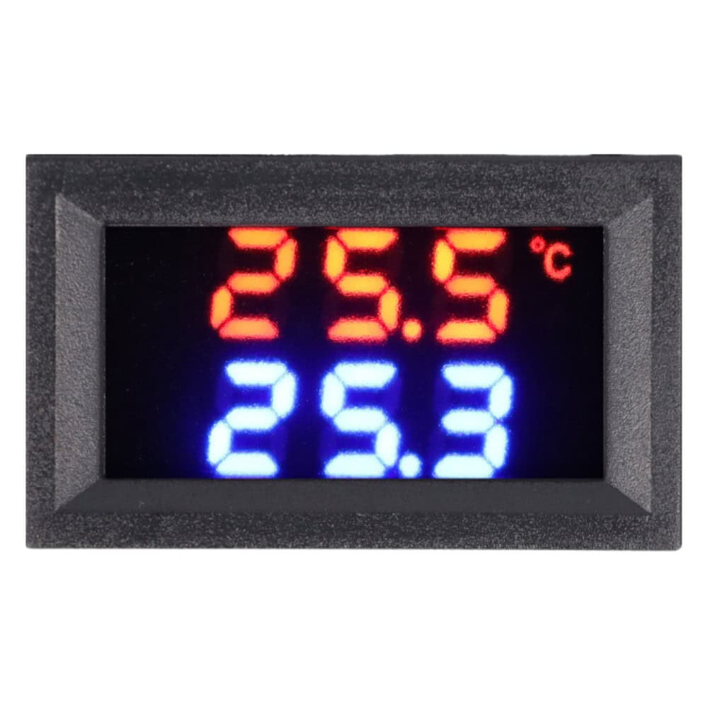 Cyfrowy woltomierz i termometr LED 4-30V DC z sondą 1m czerwono-niebieski - Sklep msalamon