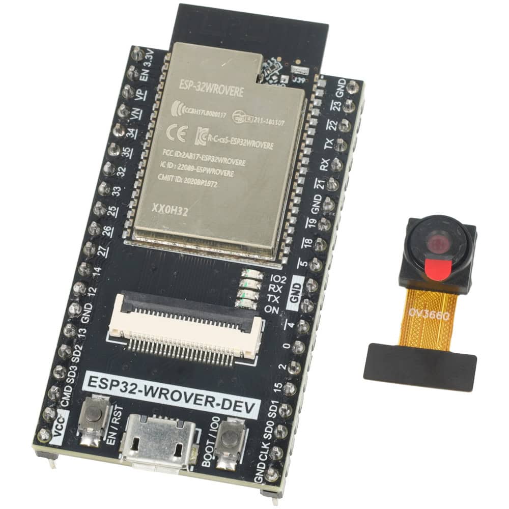 Płytka ESP32 z kamerą ESP32-WROVER-E CAM WiFi + BLE 4.2 - Sklep msalamon