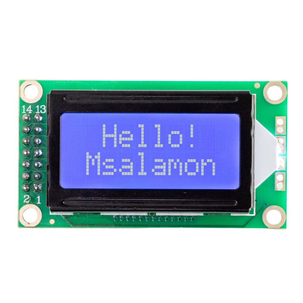 Wyświetlacz LCD 2x8 znaków niebieski HD44780 - Sklep msalamon