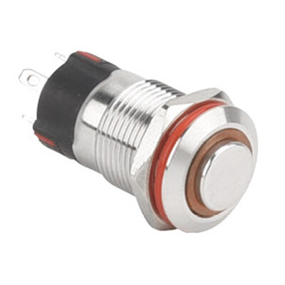 WD12A-G1Z-E 12mm Çıkık Anahtarlı Işıklı Metal Buton - Sarı