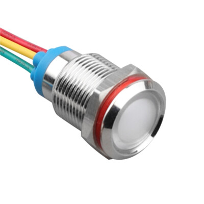 WD12L-P2/RG- 12mm 12-24V Kablolu Metal Sinyal Lambası - 2 Renk Katot