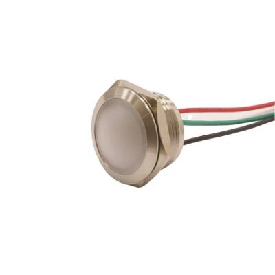 WD19L-P2/RGY- 19mm 12-24V Kablolu Metal Sinyal Lambası - 3 Renk Katot