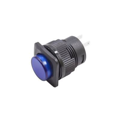 RL16-504B 16MM Plastik 2 Pin Yaylı Buton Mavi