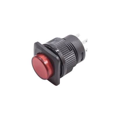 RL16-504A 16MM Plastik 4 Pin Anahtarlı Buton Kırmızı