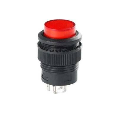 RL16-503B 16MM Plastik 4 Pin Yaylı Buton Kırmızı