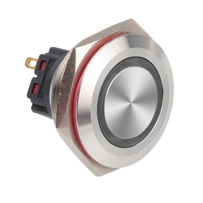 WD28B-P1-E 28mm Düz Yaylı Işıklı Metal Buton - Beyaz