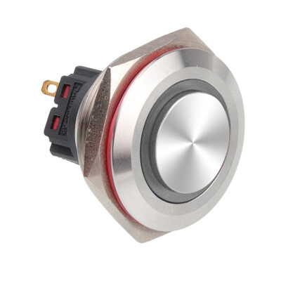 WD28B-G1Z-E 28mm Çıkık Anahtarlı Işıklı Metal Buton - Beyaz