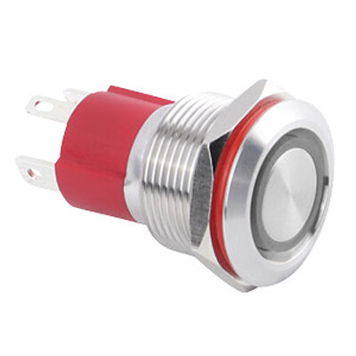 WD19D-P1-E 19mm Düz Yaylı Işıklı Metal Buton - Beyaz