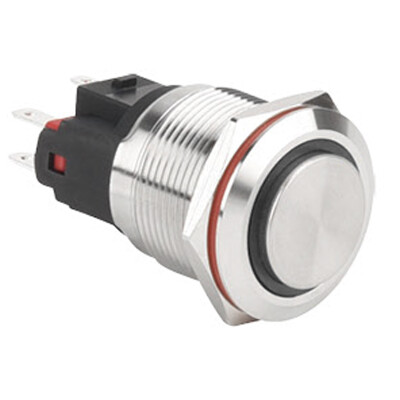 WD22E-G1-E 22mm Çıkık Yaylı Işıklı Metal Buton - Beyaz