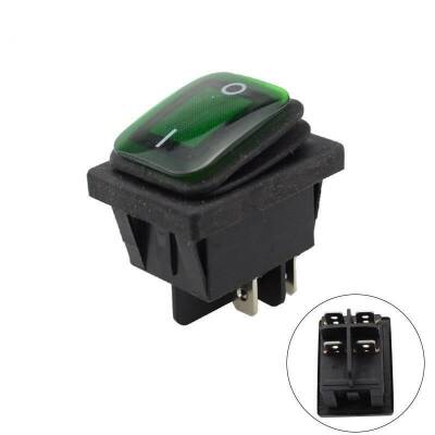 KCD4 Su Geçirmez 30A Yeşil Led Işıklı ON-OFF Anahtar 4 Pin