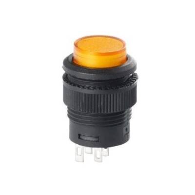 RL16-503B 16MM Plastik 4 Pin Yaylı Buton Sarı