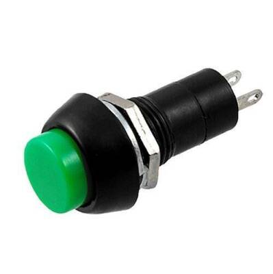 PBS-11B 12mm Yaylı Push Buton - Yeşil