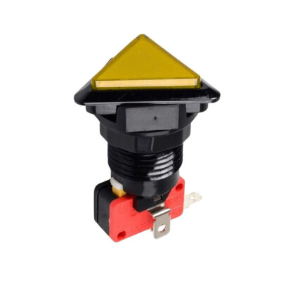 40mm 12V Üçgen Işıklı Oyun Makinesi Butonu - Sarı