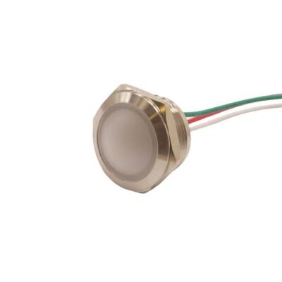WD19L-P2/RG+ 19mm 12-24V Kablolu Metal Sinyal Lambası - 2 Renk Anot