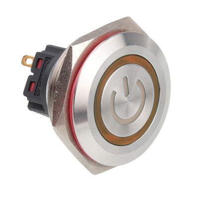 WD30B-P1Z-EC 30mm Düz Anahtarlı Işıklı Power Metal Buton - Sarı
